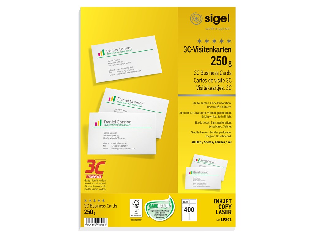 SIGEL LP801 Biglietti Da Visita, 3C, Con Taglio Netto Tutt'intorno - 7