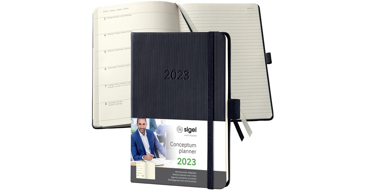 Agenda Semainier Conceptum 2027 – Format A6, Bleu Foncé, Couverture Souple Softwave – 2 Pages = 1 Semaine, 176 Pages, Certifié FSC – Le Compagnon Pro Et élégant