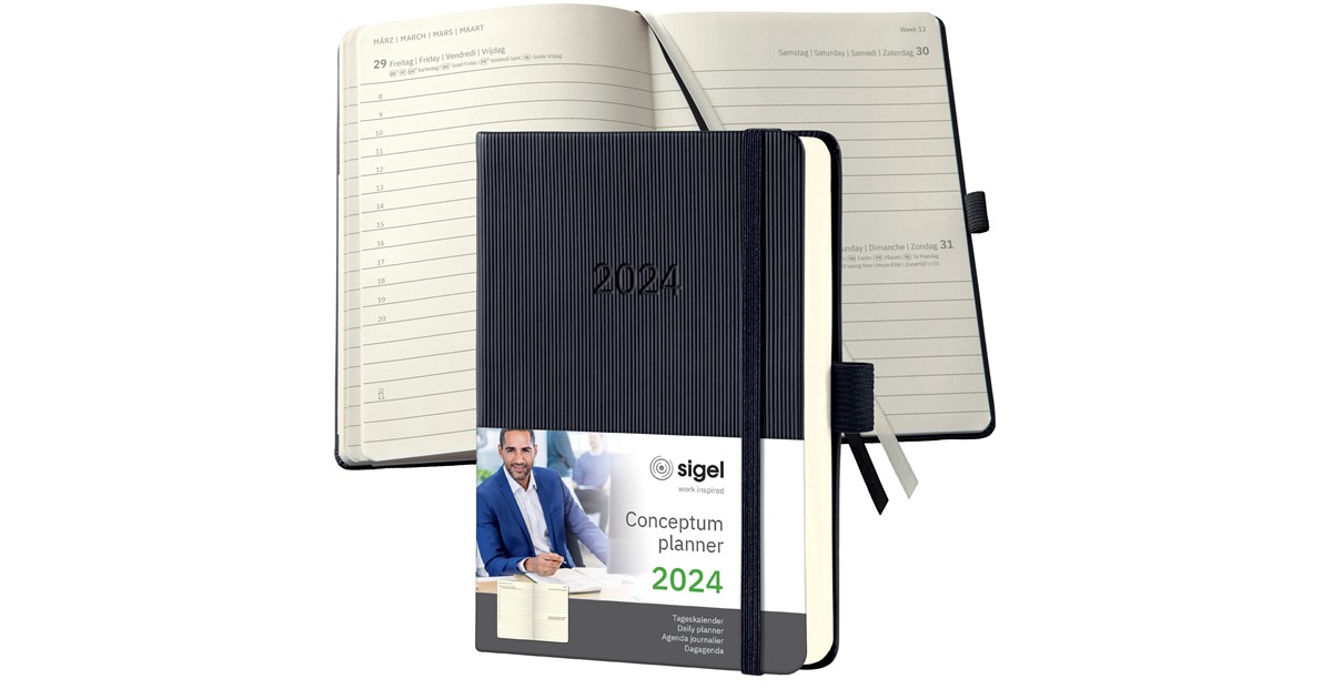 Sigel Calendrier hebdomadaire Conceptum 2023 Design Vintage C2358 couleur de la reliure: gris