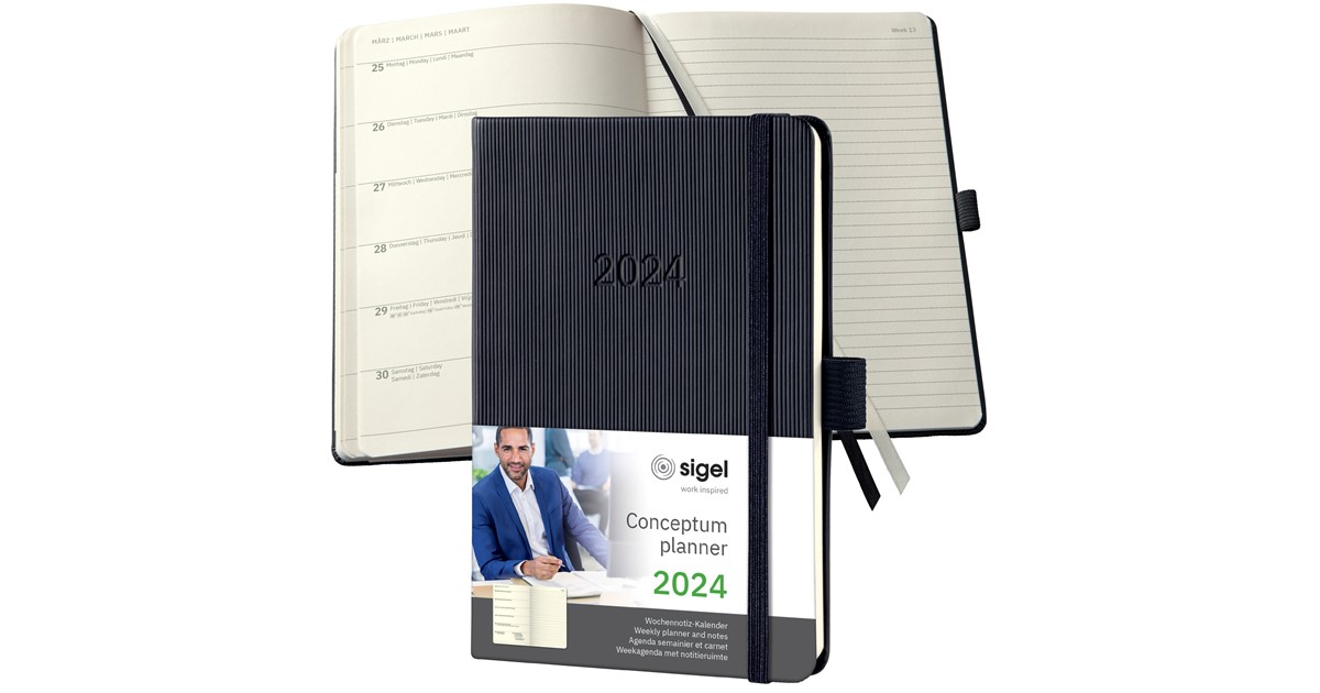 SIGEL C2415 - Terminplaner Wochennotiz-Kalender Conceptum 2024, ca. A6 