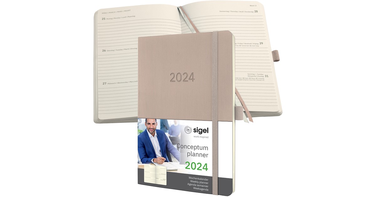 SIGEL Conceptum Wochenkalender 2022 A5 - Taupe Softcover Mit Gummiband & Stiftschlaufe