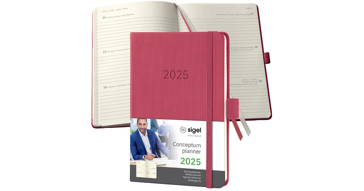 Sigel Wochenkalender Conceptum 2024/2025  DE/EN/FR/NL  Black  Deutsch Agenda 46331784