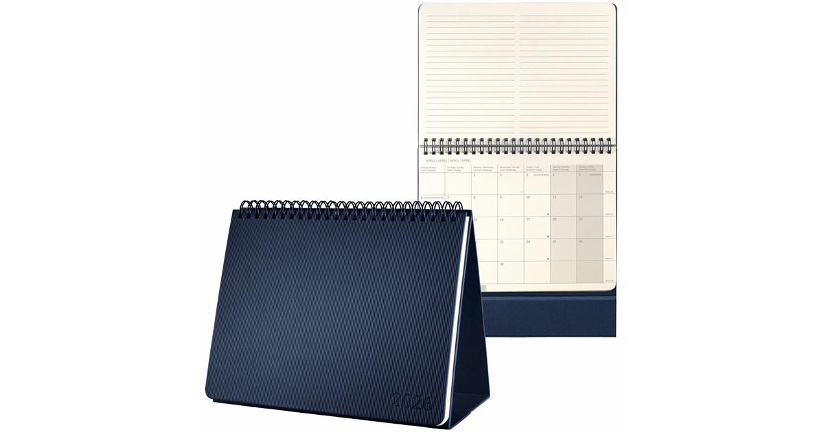 SIGEL Calendrier De Bureau Conceptum 2027 – A5 Paysage – Couverture Rigide Noire – 144 Pages – FSC – Planning Mensuel + Notes