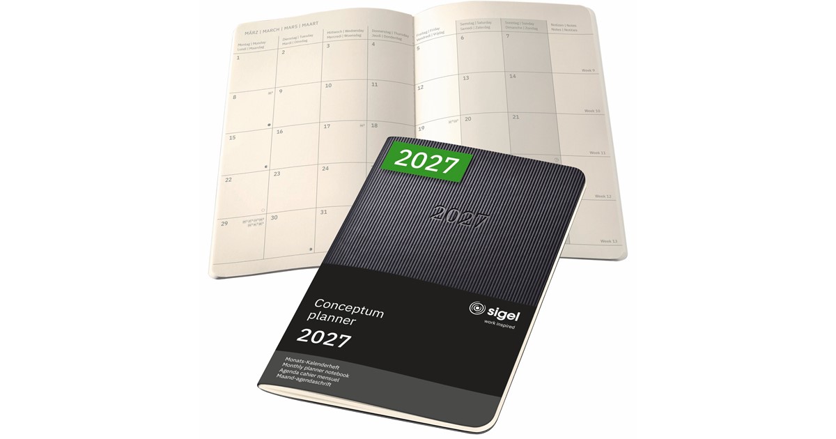 SIGEL C2785 - Monats-Kalenderheft Monatsplaner Conceptum 2027, ca. A6 ...