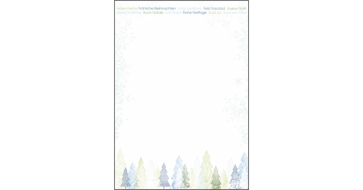 Papier à Motif Noël SIGEL 'Christmas Magic Watercolor' - A4, 90 G/m², 25 Feuilles - Branches Sapin Aquarelle - 6