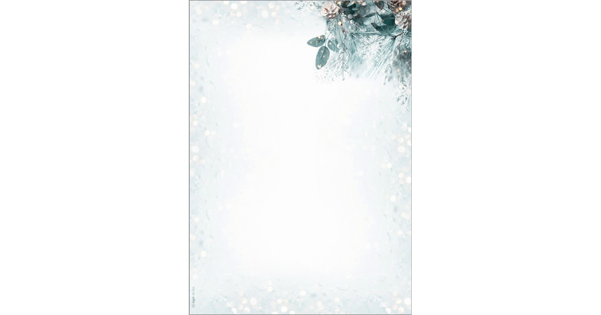 Papier à Motif Noël SIGEL 'Christmas Magic Watercolor' - A4, 90 G/m², 25 Feuilles - Branches Sapin Aquarelle - 10