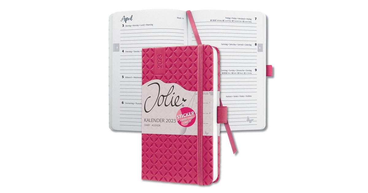 SIGEL Jolie Wochenkalender 2019 A6 Pink - Mit Gummiband, Leseband & Stiftschlaufe