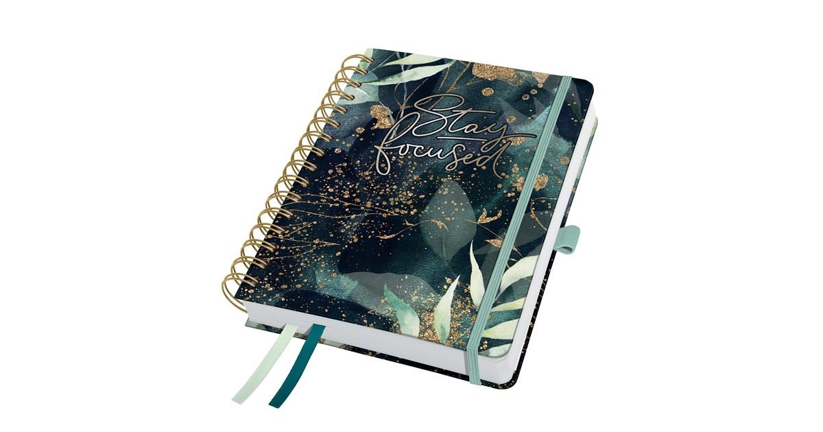 SIGEL J5603 - Spiral-Kalender Jolie 2025, Glamorous Leaves, ca. A5 