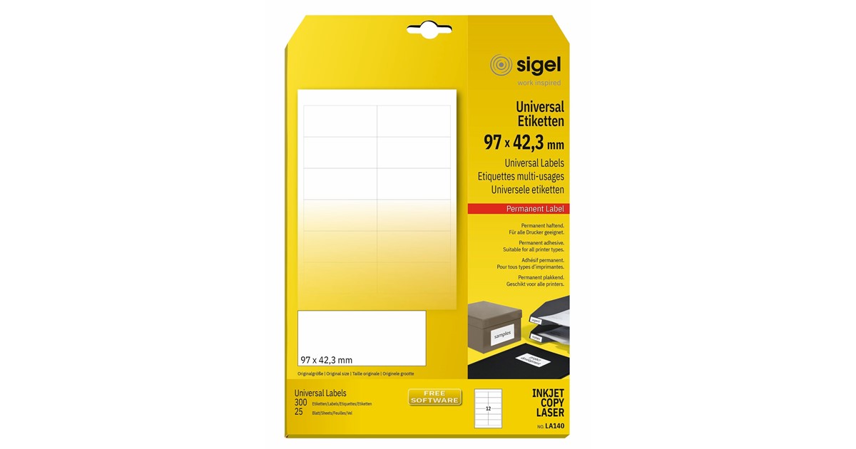 1400 St. Universal Etiketten 99,1 x 38,1 mm DIN A4 (100 Blatt) Laser Copy Inkjet