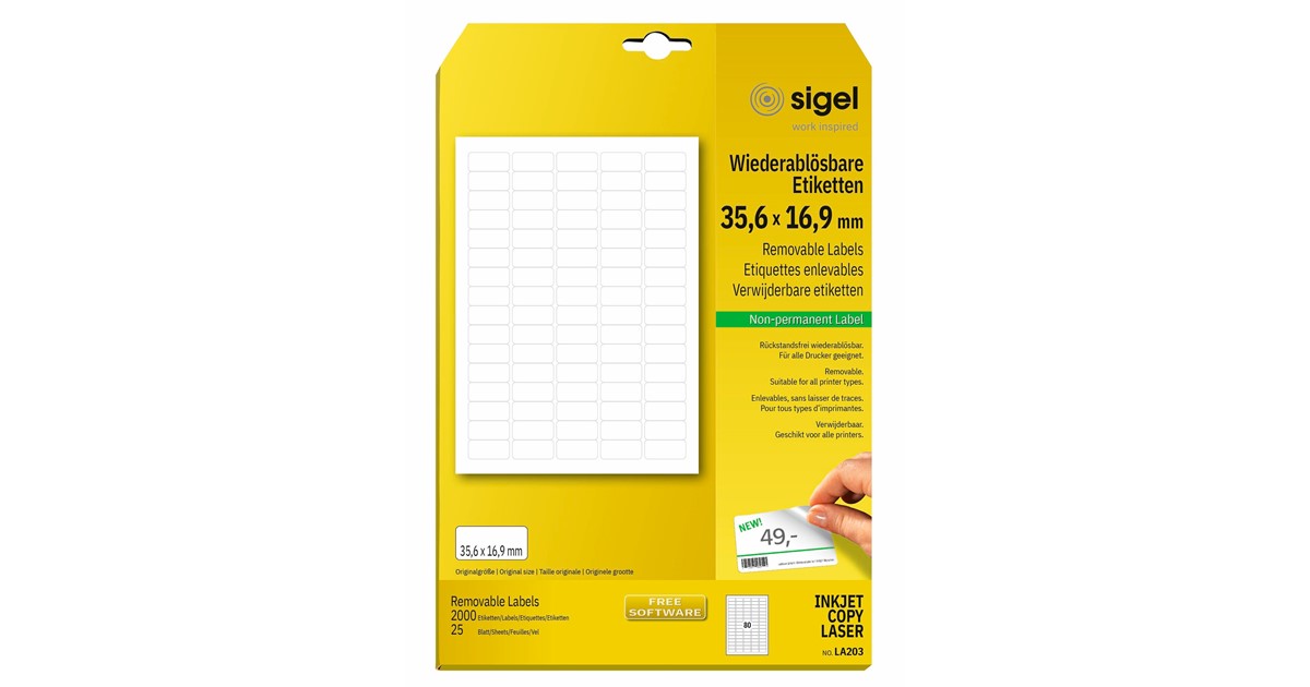 Bogenetiketten, 64,6 x 33,8 mm, 100 Bögen à 24 Etiketten