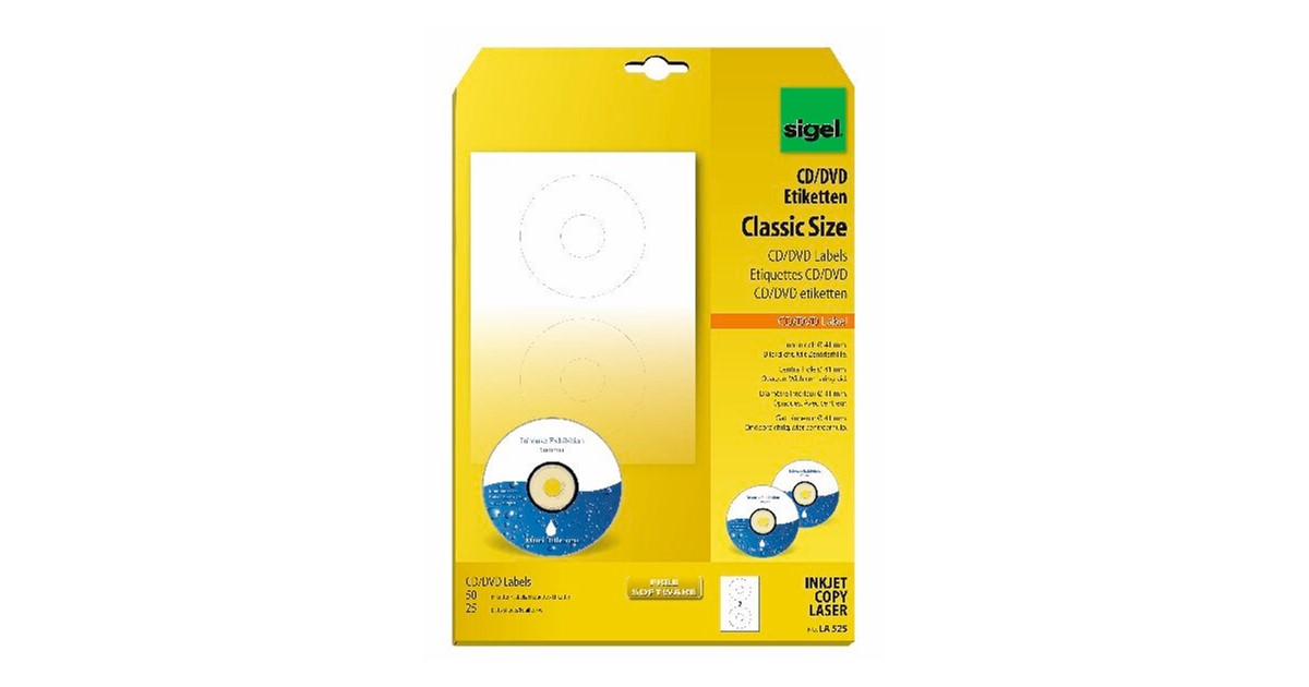 Etichette Per CD/DVD SIGEL LA525 - Bianche Coprenti, Con Centratore, 117 Mm, 50 Etichette - Foto 13