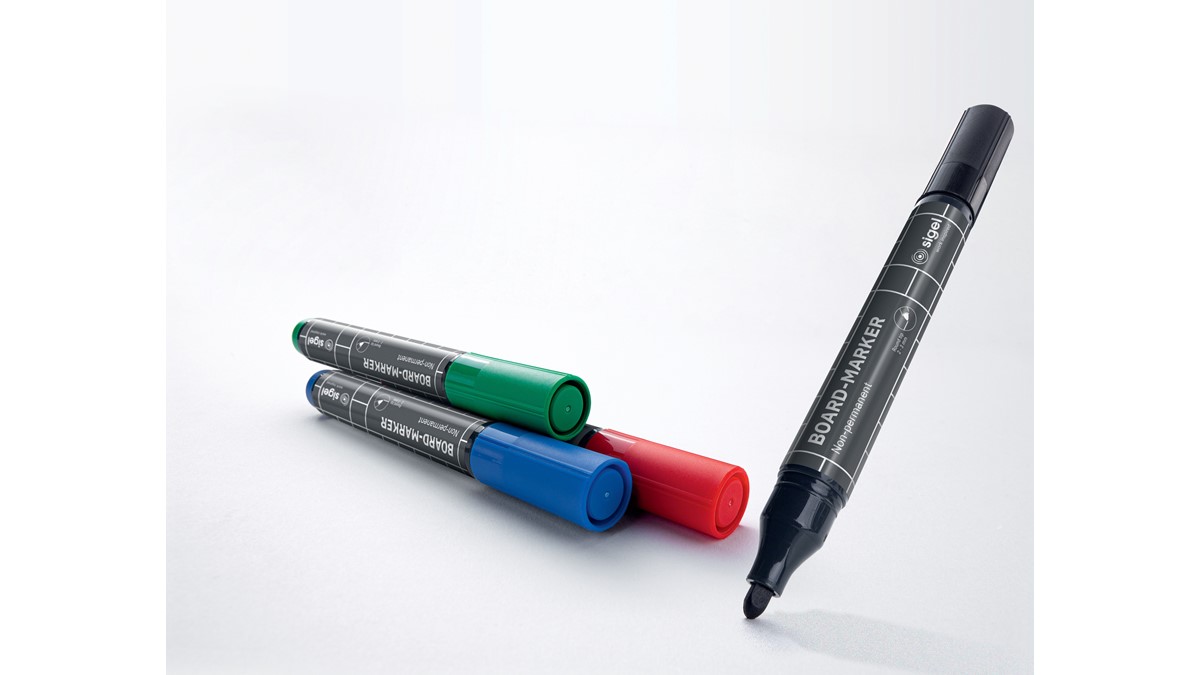 Universal Marker Set - 4 Stück Keilspitze In Schwarz, Blau, Grün, Rot, Für Whiteboard & Flipchart