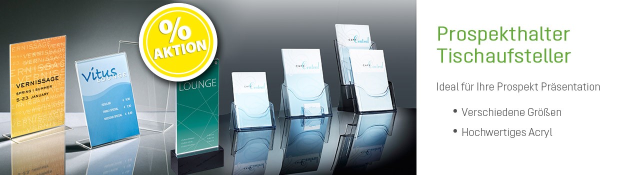 Prospekthalter und Tischaufsteller %