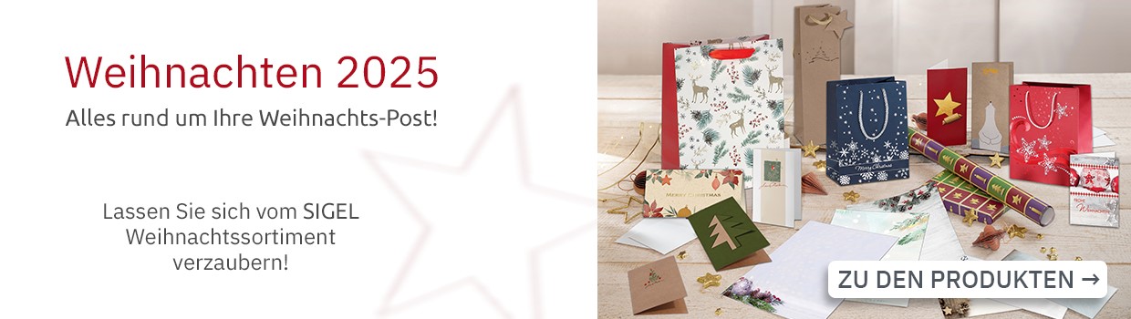 Sigel Weihnachten 2025 Briefpapier Karten Umschläge Verpackungsmaterial