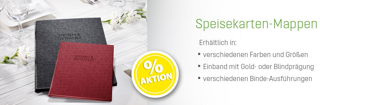 Aktion: Rabatt auf alle Speisekarten-Mappen