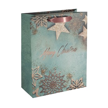 SIGEL Geschenktasche groß, Glamorous Christmas, blau/kupfer, Format 26 x 33 cm, 5er Pack - Anwendung