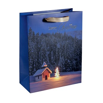SIGEL Geschenktasche groß, Christmas Chapel, blau, Format 26 x 33 cm, 5er Pack - Anwendung
