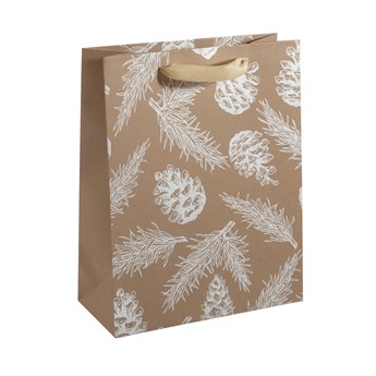 SIGEL Geschenktasche groß, Pine cones and pine branches, braun/weiß, Format 26 x 33 cm, 5er Pack - Anwendung