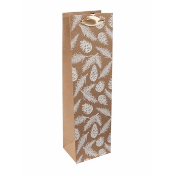 SIGEL Geschenktasche Flasche, Tannenzapfen und Tannenzweige, 10 x 35 x 8 cm, 5er Pack - Anwendung