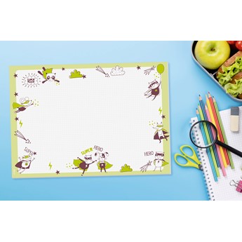 SIGEL Papier-Schreibunterlage "Superhelden", A3, 30 Blatt - Anwendung