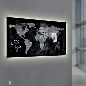 SIGEL Glas-Magnetboard Artverum LED light, 91x46 cm,Design World-Map - Anwendung