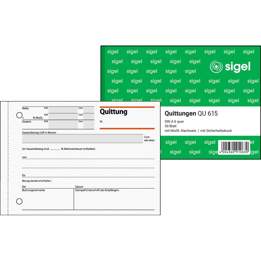 Produktbild von SIGEL ST615 Stundenaufzeichnung – A6 Quer, 50 Blatt, Mit Blaupapier