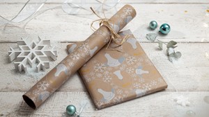 Papier Cadeau De Noël SIGEL 'Stardust' - Motif Étoiles & Cercles Or/Argent Sur Fond Noir - Rouleau 5m X 70cm