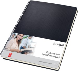 SIGEL Spiralblock Conceptum, Hardcover, black, kariert, ca. A4