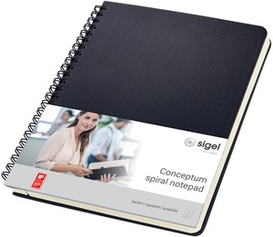 SIGEL Spiralblock Conceptum, Hardcover, black, kariert, ca. A5