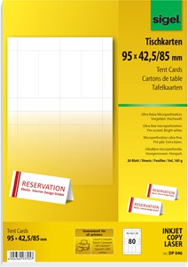 SIGEL Tischkarten, Edelkarton hochweiß, 185g