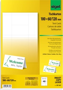 SIGEL Tischkarten, Edelkarton hochweiß, 185g