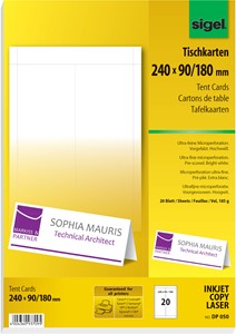 SIGEL Tischkarten, Edelkarton hochweiß, 185g