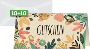 SIGEL Gutschein-Karten Colorful plants, DIN lang, 10 Karten inkl. transparente Umschläge