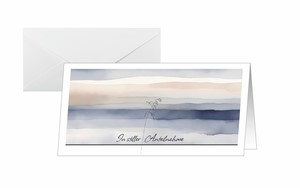 SIGEL Trauerkarten Aquarell, blau/beige, DIN lang quer, 10 Karten + Umschläge