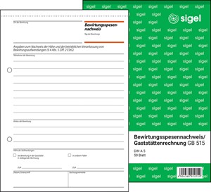 SIGEL Bewirtungsspesennachweis/Gaststättenrechnung