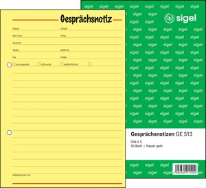 SIGEL Gesprächsnotiz A5, gelb