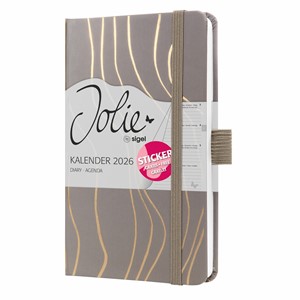 SIGEL Wochenkalender Jolie 2026, ca. A6, Mocca Meringue, Hardcover, mit Stickerbogen