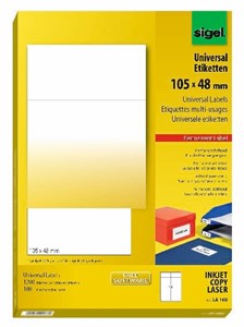 SIGEL Universal-Etiketten, weiß,  105x48 mm, 100 Bögen