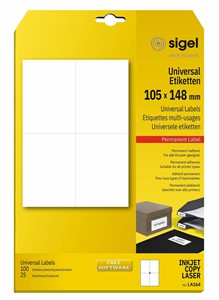 SIGEL Universal-Etiketten, weiß,  105x148 mm, 25 Bögen