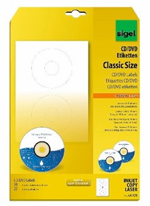 SIGEL CD-/DVD-Etiketten, ClassicSize, Ø 117 mm, 25 Bögen