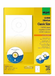 SIGEL CD-/DVD-Etiketten, ClassicSize, Ø 117 mm, 50 Bögen