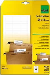 SIGEL Einsteckschilder für Hängemappen, weiß