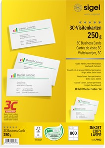 SIGEL Visitenkarten, 3C, hochweiß, 250 g