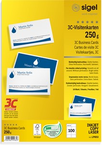 SIGEL Visitenkarten, 3C, hochweiß, 250g
