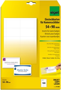 SIGEL Einsteckkarten für Namensschilder, 185g