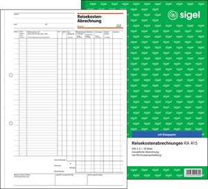SIGEL Reisekostenabrechnung A4, monatlich