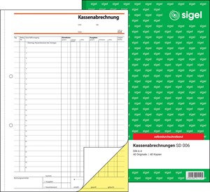 SIGEL Kassenabrechnung A4, 2fach, selbstdurchschreibend