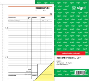 SIGEL Kassenbericht/Bestandsrechnung A5, 2-fach