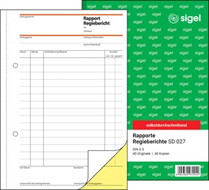 SIGEL Rapport/Regiebericht A5, 2-fach, selbstdurchschreibend