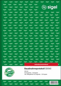 SIGEL Bauabnahmeprotokoll mit Mängelliste, A4, selbstdurchschreibend, 2x 64 Blatt